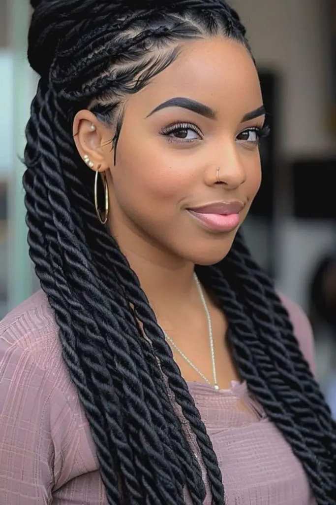 29 Big Twist Braids Hairstyles 3 1. Bold and Beautiful Goddess Braids