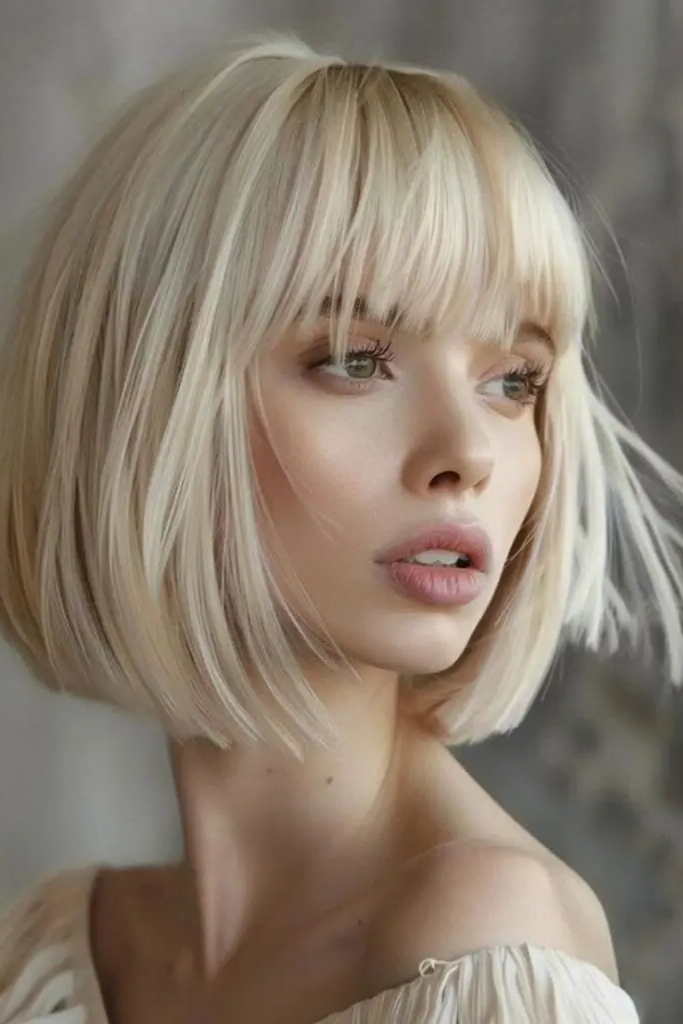 27 Blonde Bob with Fringe Hairstyles 3 1. Golden Whisper Bob