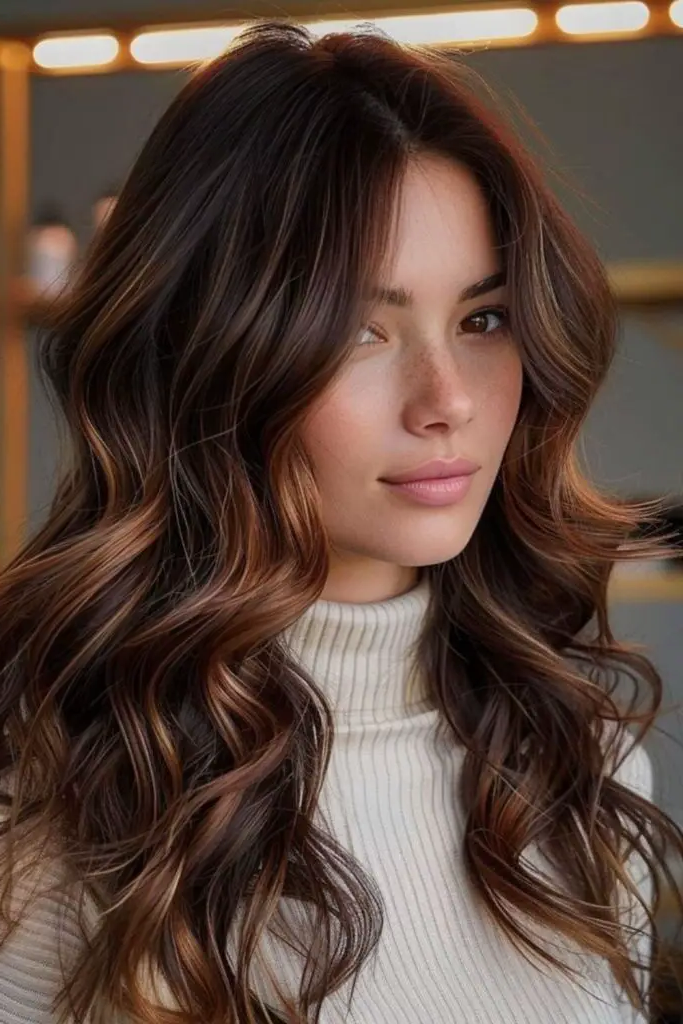 29 Stunning Summer Hair Color for Brunettes 3 1. Sunlit Mocha Magic
