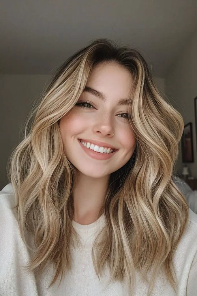 27 Super-Cute Blonde Medium Length Hair Ideas 3 1. Sunlit Tousled Waves