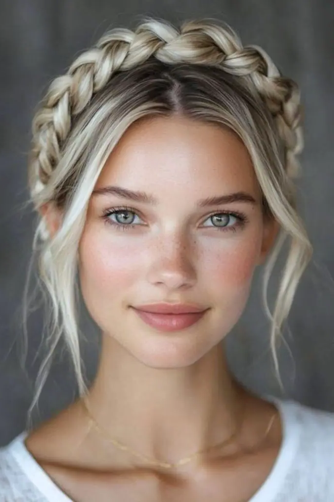 28 Elegant Softball Hairstyles 3 1. Twisted Crown Braid Majesty