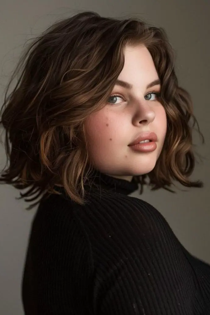27 Gorgeous Haircuts for Round Chubby Faces 3 1. Voluminous Bob for Round Faces
