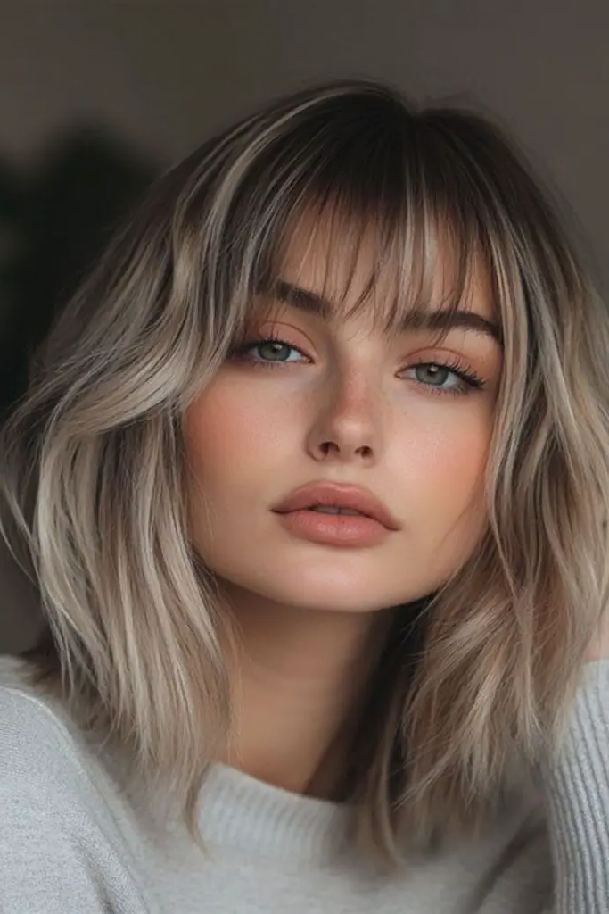 27 Best Lob Haircut with Bangs 3 1. Wispy Dream Lob
