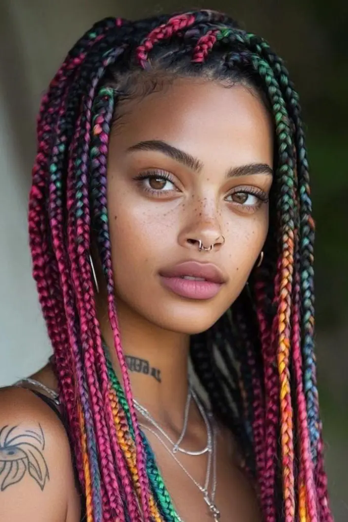 28 Great Female Loc Styles 12 10.Color Pop Locs