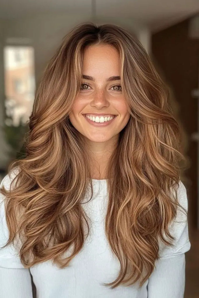 29 Wavy Layered Haircuts 11 10. Dusk-Touched Waterfall