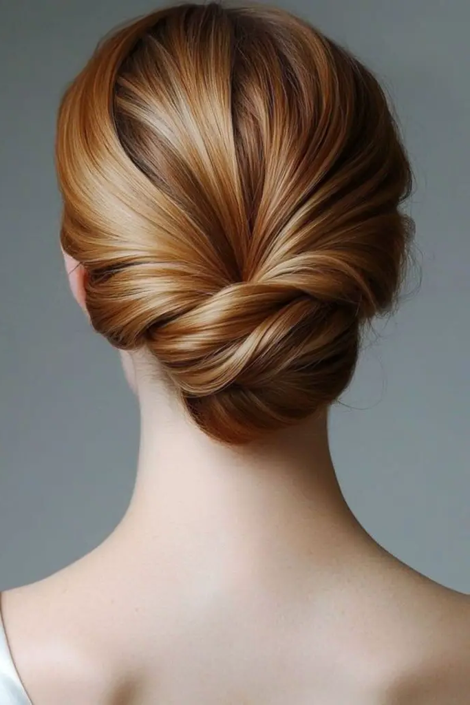 28 Elegant Softball Hairstyles 11 10. Low Twisted Chignon Sleekness
