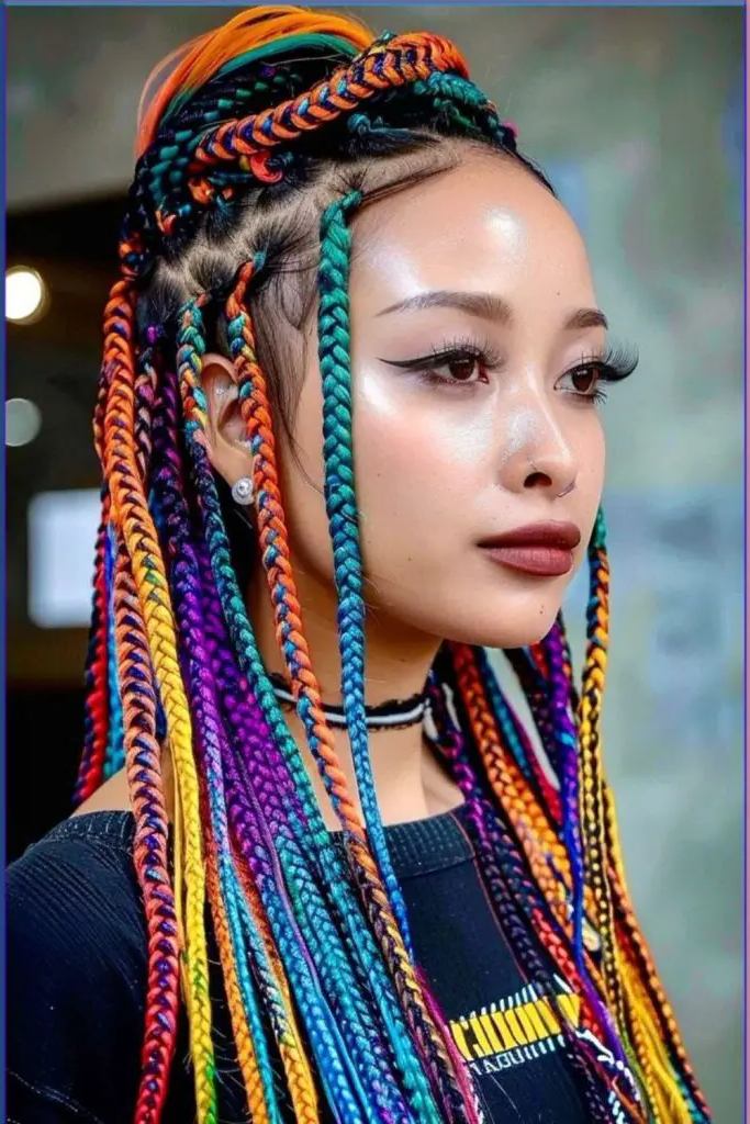 29 Gorgeous Micro Braids Hairstyles 12 10. Micro Braids With Color Play