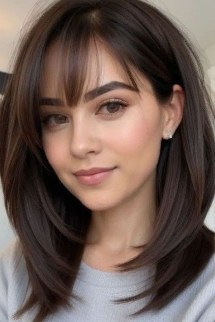 28 Trendy Spring 2025 Hair Trends 12 10. Razor-Edge Midnight Lob