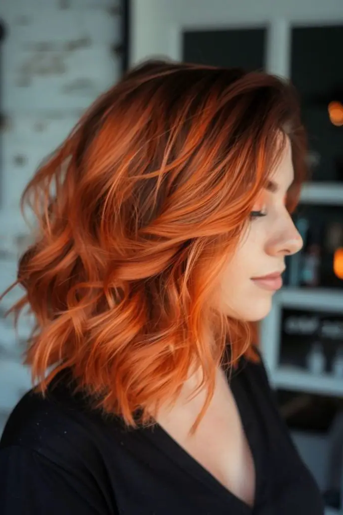 27 Great Medium Length Wavy Hairstyles 12 11. Auburn Flame Undercut