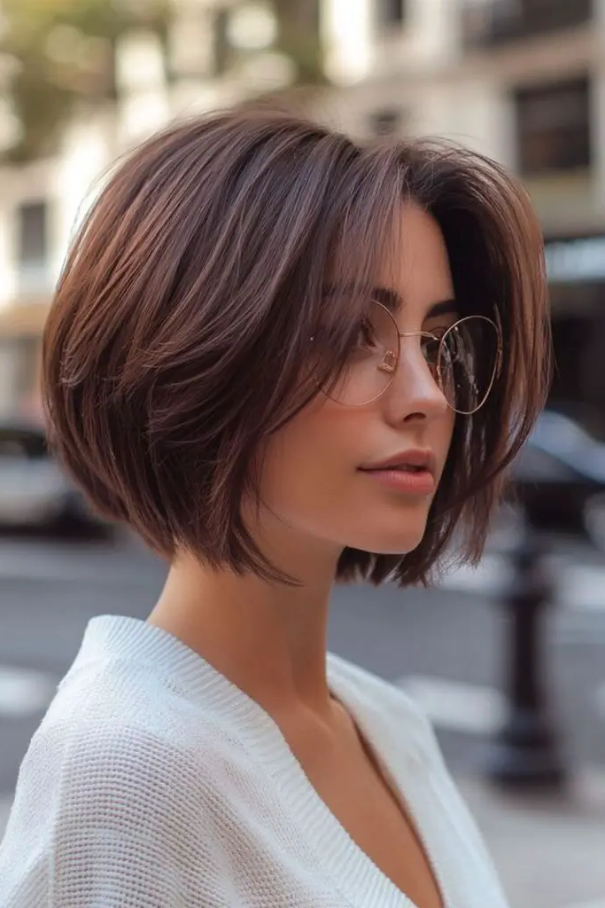 29 Short Bob for Thin Hair Ideas 13 11. Layered Flick Bob Charm