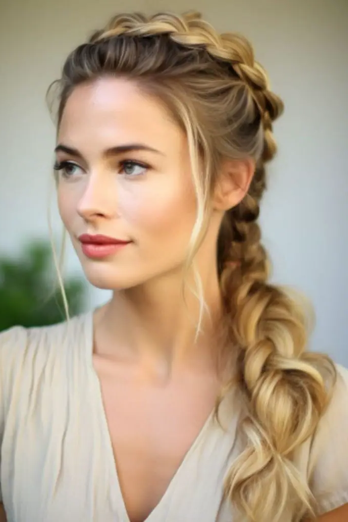 29 New Braided Hairstyles 13 11. Side Swept French Braids
