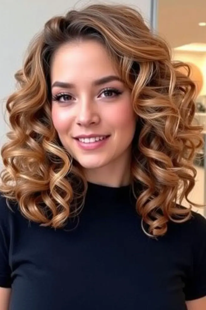 28 Stunning Medium Curly Haircuts 12 11. Untamed Sunbeam Bounce