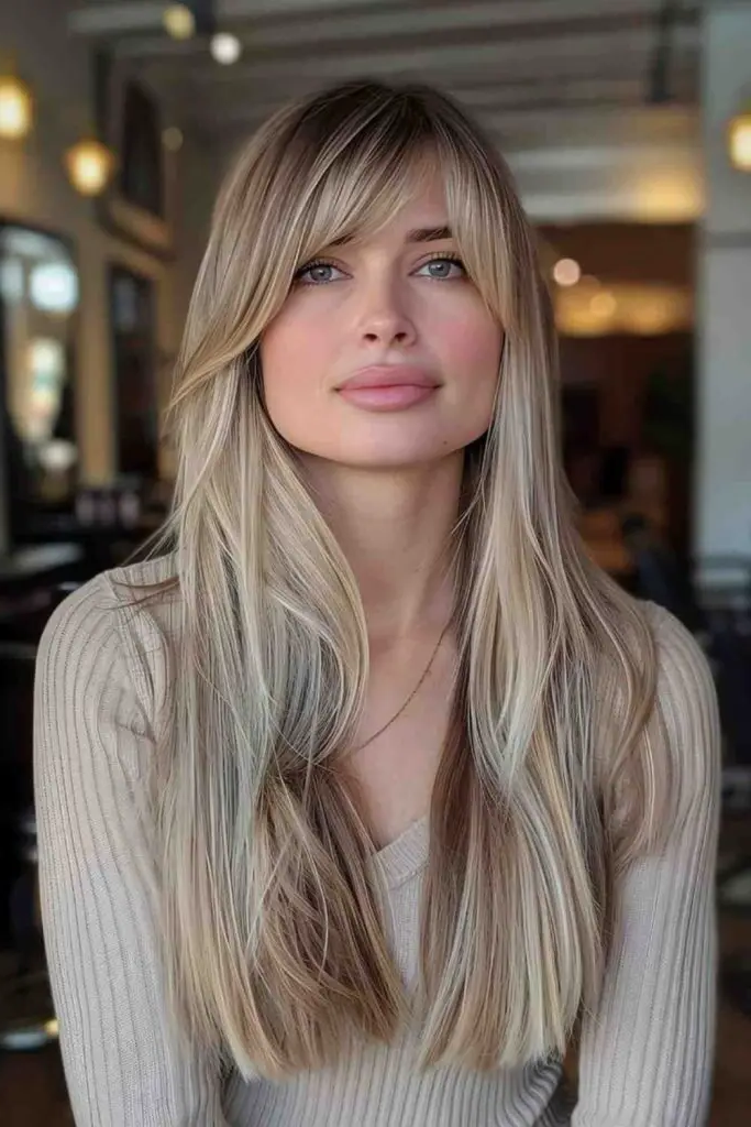 27 Long Layered Haircuts with Face Framing 13 11. Wild Siren Sweep