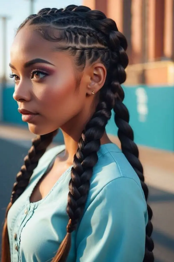 29 Big Twist Braids Hairstyles 14 12. Bold Twisted Pigtails