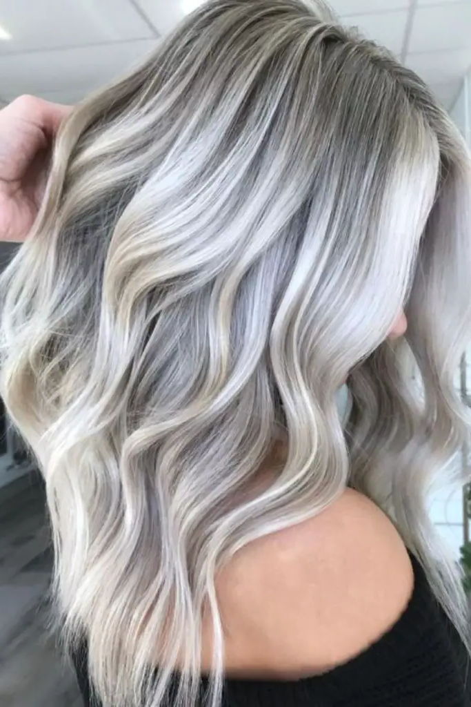 29 Grey Blonde Hair Ashy Highlights 14 12. Charcoal Frost Sheen