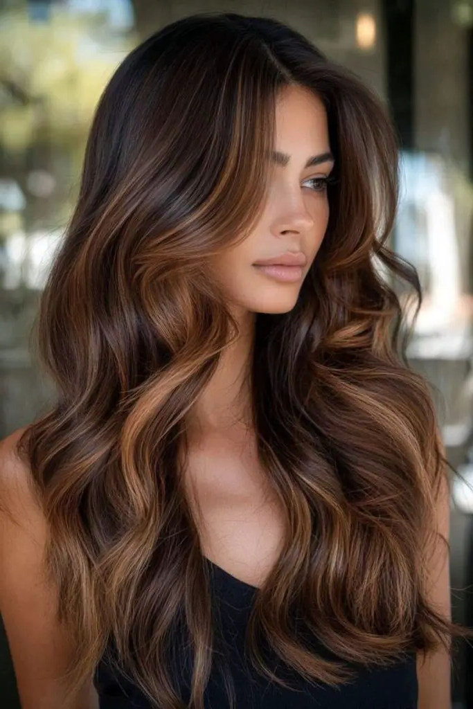 29 Best Rich Dark Chocolate Brown Hair Ideas 14 12. Chestnut Glow Balayage