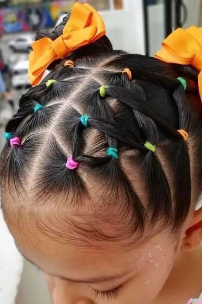 27 Cutest Toddler Beaded Hairstyles for Kids 14 12. Criss-Cross Beaded Braid Grid