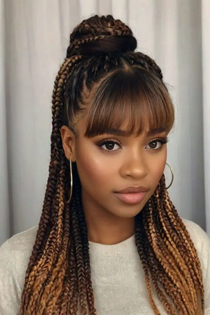 29 Gorgeous Micro Braids Hairstyles 14 12. Half-Up Micro Braids Twist