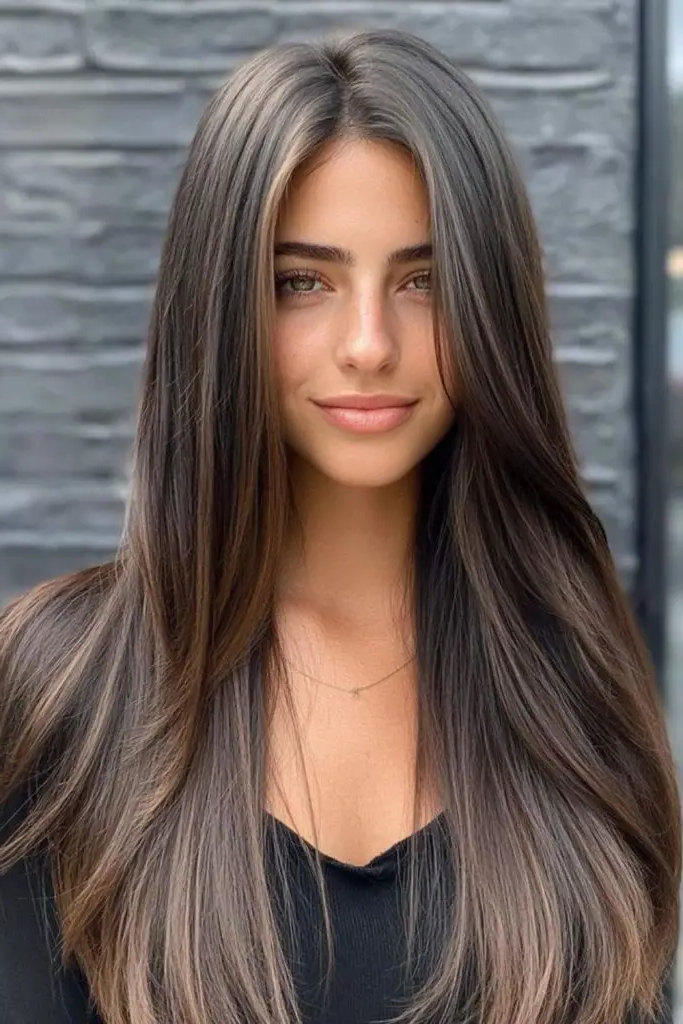 28 Best Haircuts for Thin Fine Hair Long 14 12. Long Sleek Straight with Center Part