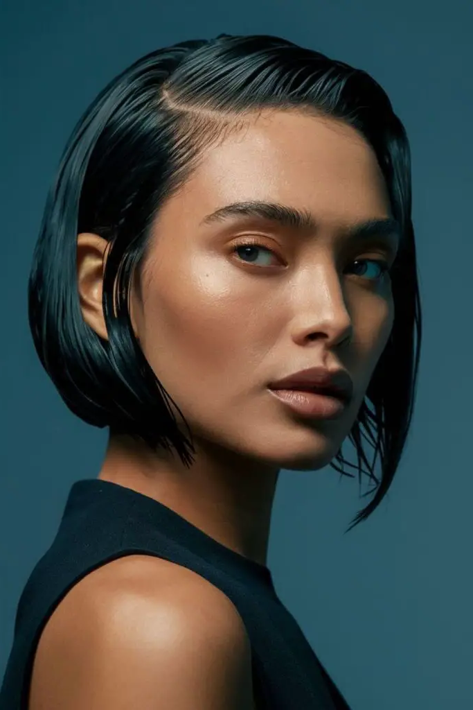29 Cute Slick Hairstyles 14 12. Razor-Sharp Bob with Tuck