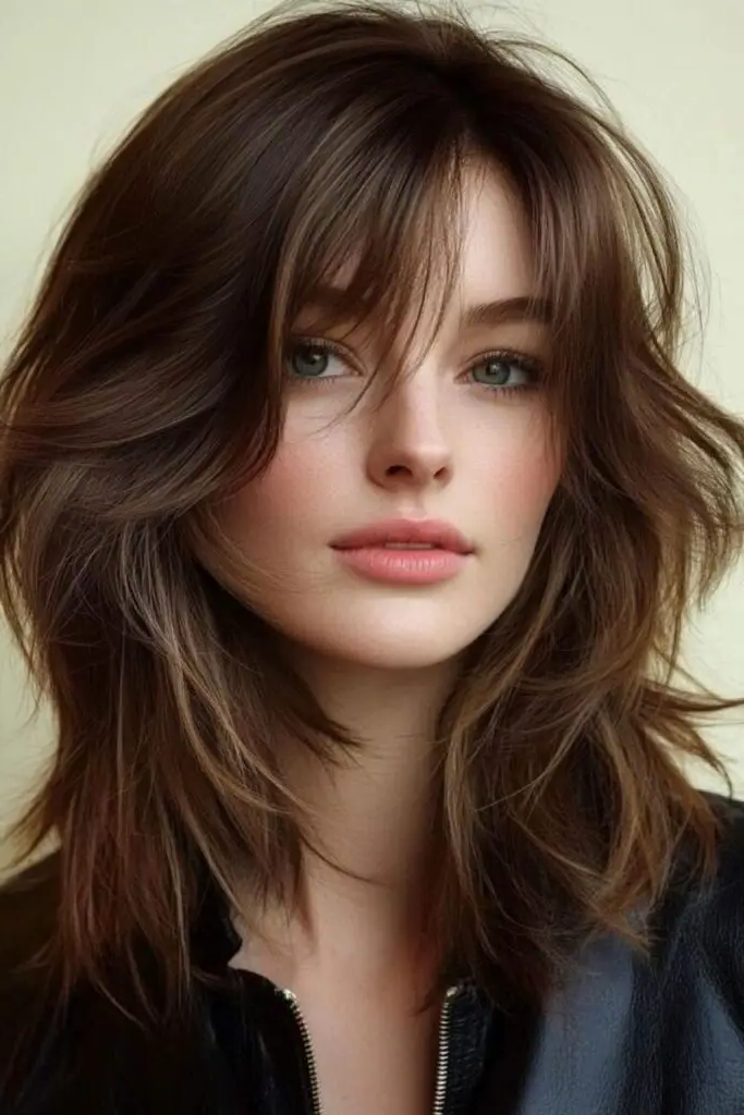 29 Stunning Butterfly Bangs Hairstyles 15 13. Angled Butterfly Bangs: Sharp, Bold, and Geometric