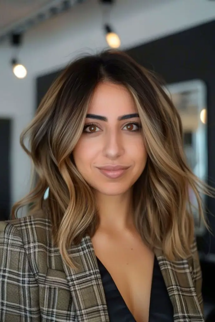 27 Cute Medium Length Haircuts 15 13. Bold Balayage Bliss