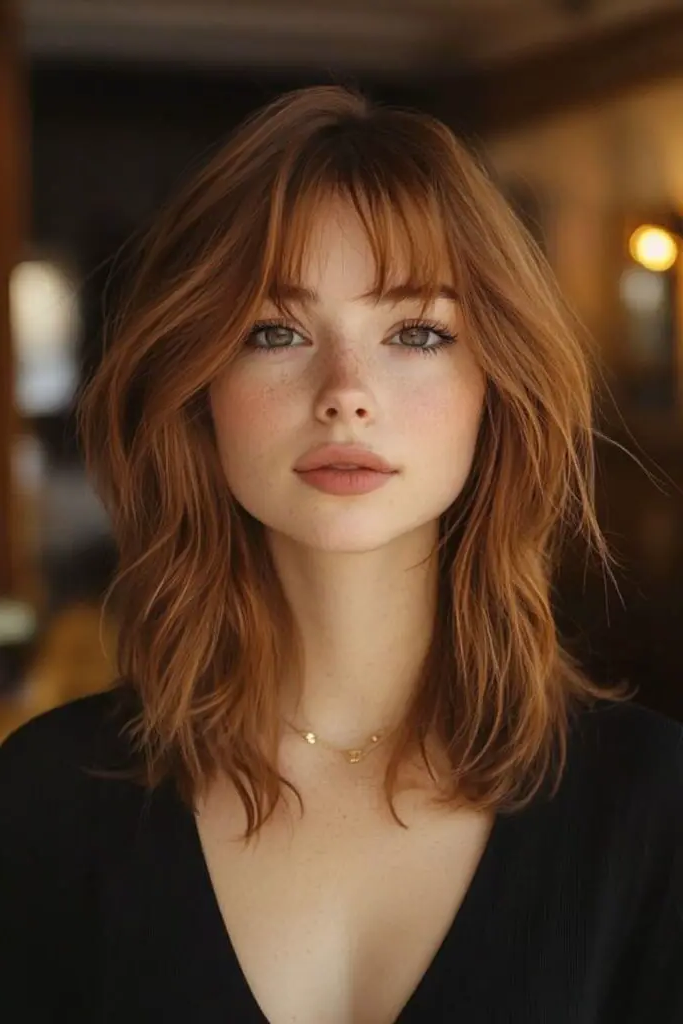 27 Best Lob Haircut with Bangs 14 13. Choppy Sunbeam Lob