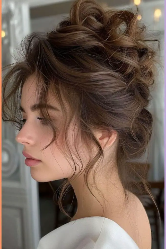 29 Cute Latina Hairstyles Long 15 13. Curly High Bun