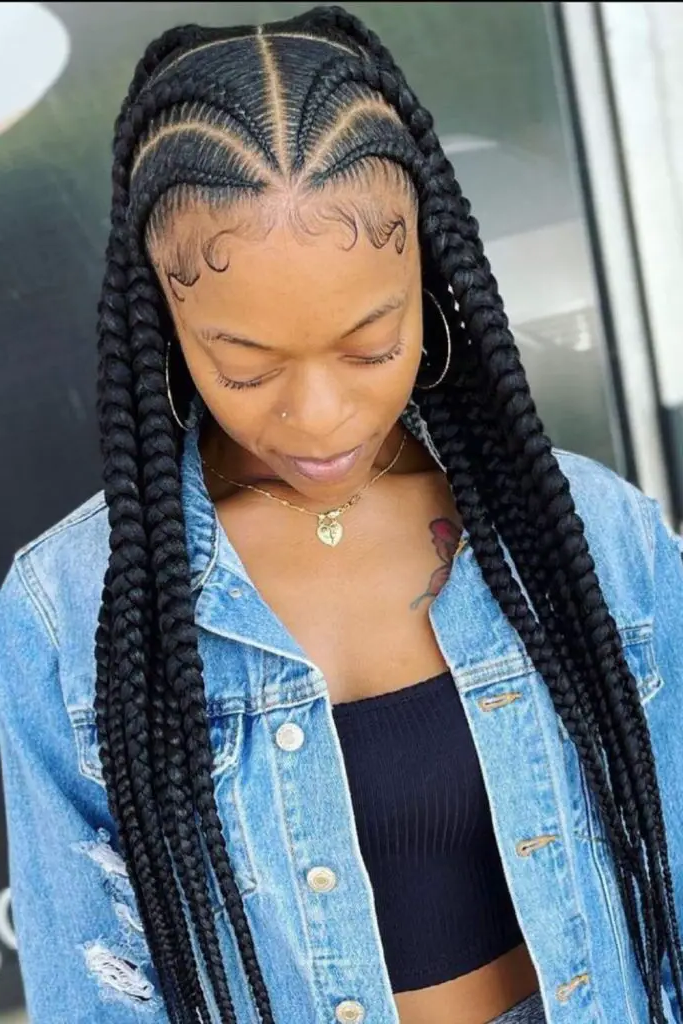13. Curved Cornrow Elegance