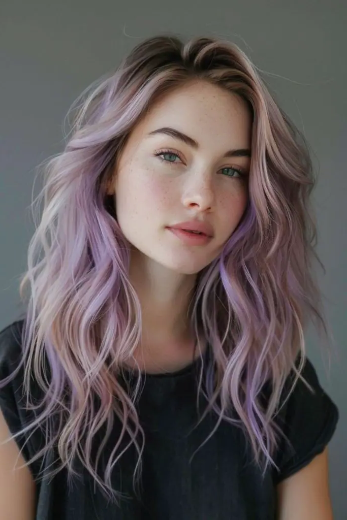 27 Great Medium Length Wavy Hairstyles 14 13. Frosted Lilac Ripples