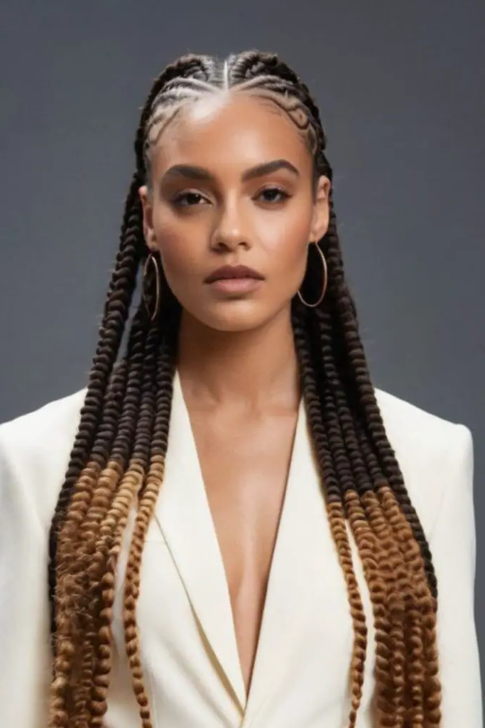 27 Best Big Cornrows Hairstyles 15 13. Long and Luxe Rows