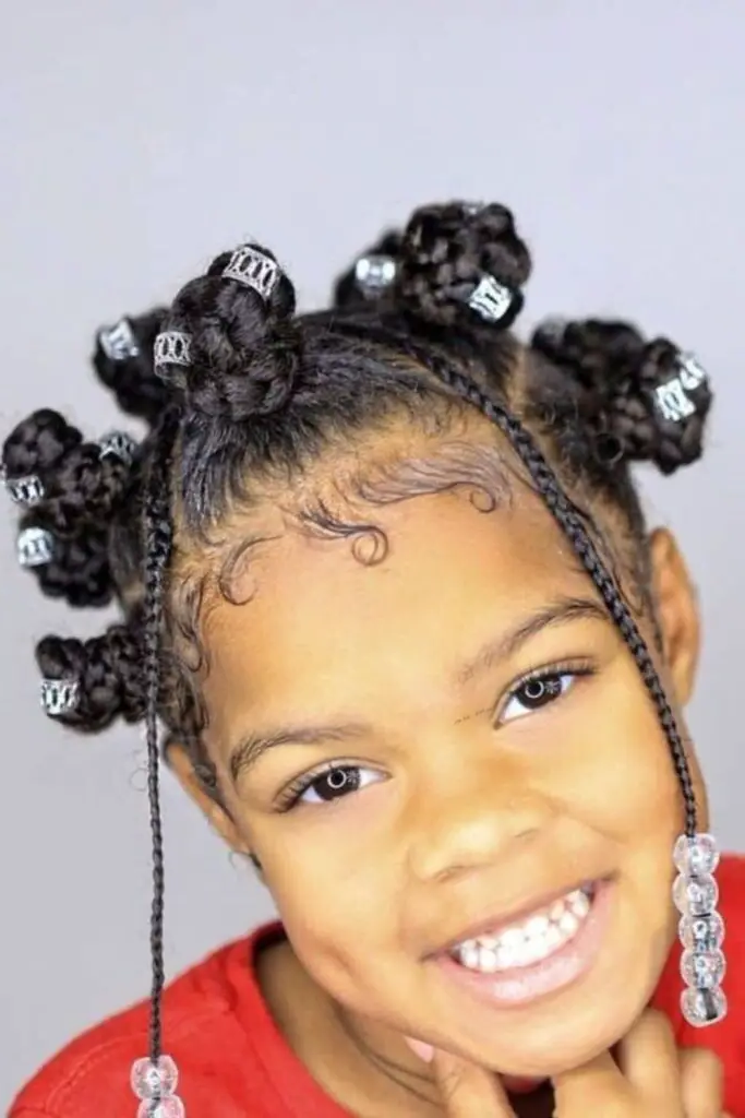 27 Cutest Toddler Beaded Hairstyles for Kids 15 13. Tiny Knot Beaded Bantu Knots