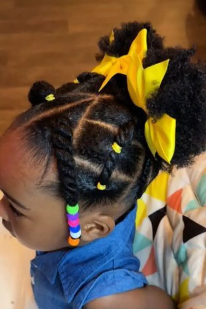 27 Cutest Toddler Beaded Hairstyles for Kids 16 14. Beaded Puffball Crown