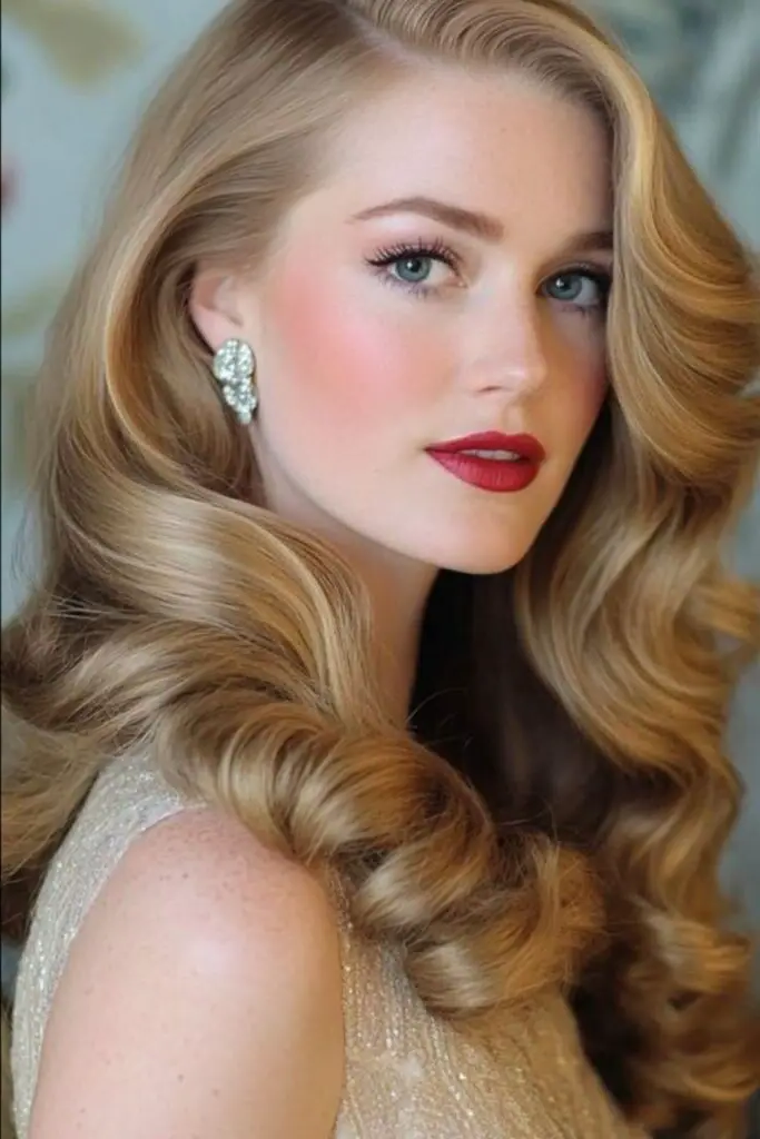 27 Simple Hairstyles for Long Hair 16 14. Side-Swept Hollywood Waves