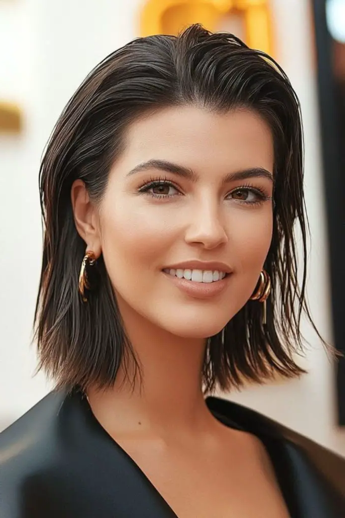 27 Best Hairdos for Thin Hair Ideas 16 14. Slicked Back Lob