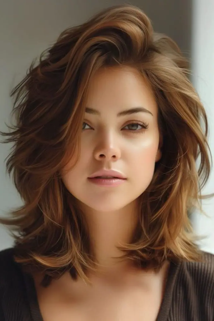 27 Great Medium Length Wavy Hairstyles 15 14. Sunlit Toffee Layers