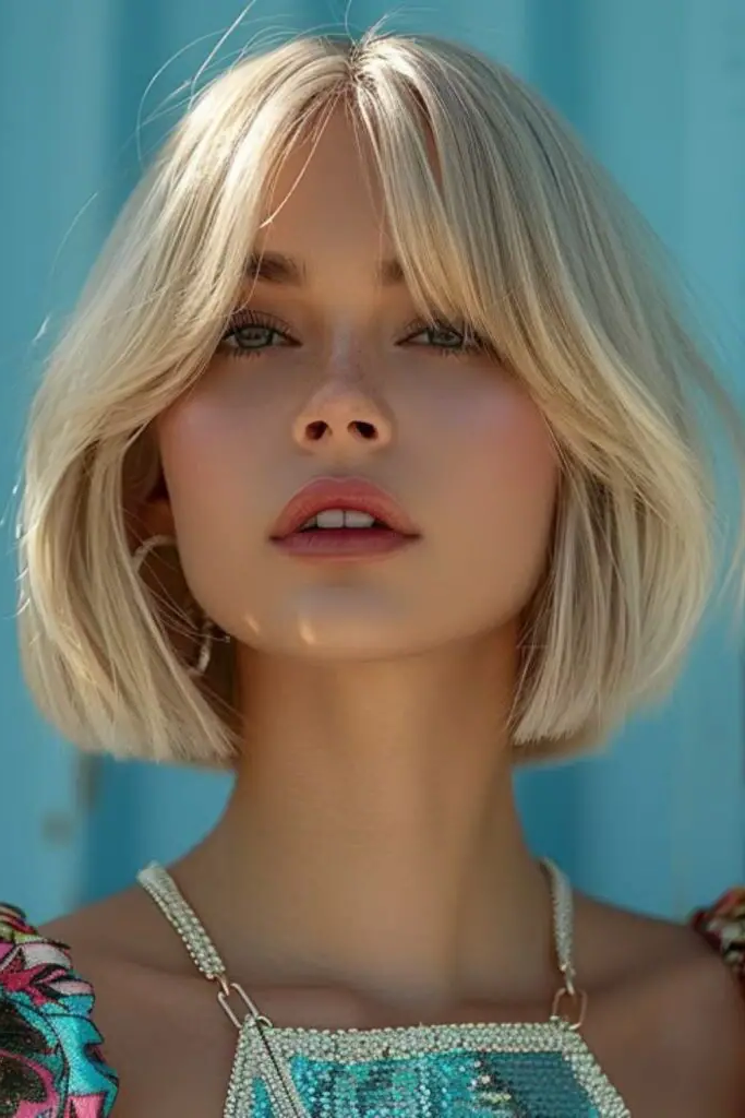 27 Blonde Bob with Fringe Hairstyles 17 15. Arctic Wave Bob