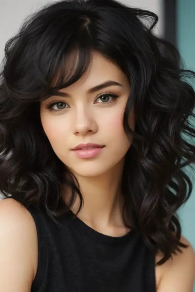 28 Stunning Medium Curly Haircuts 16 15. Midnight Rhapsody Layers