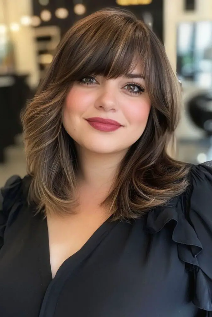 27 Gorgeous Haircuts for Round Chubby Faces 17 15. Retro Feathered Cut