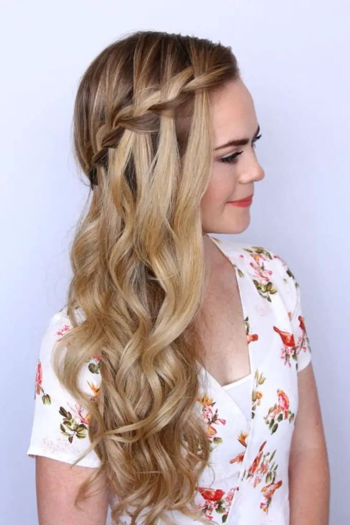29 New Braided Hairstyles 17 15. Side-Swept Waterfall Braid