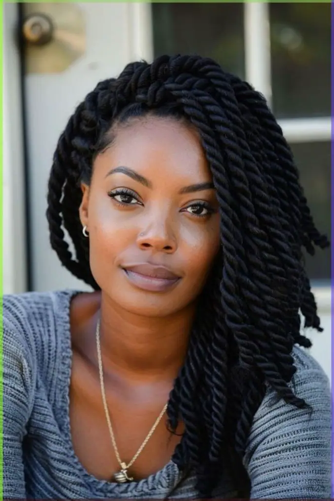 29 Big Twist Braids Hairstyles 17 15. Twisted Shoulder-Length Style
