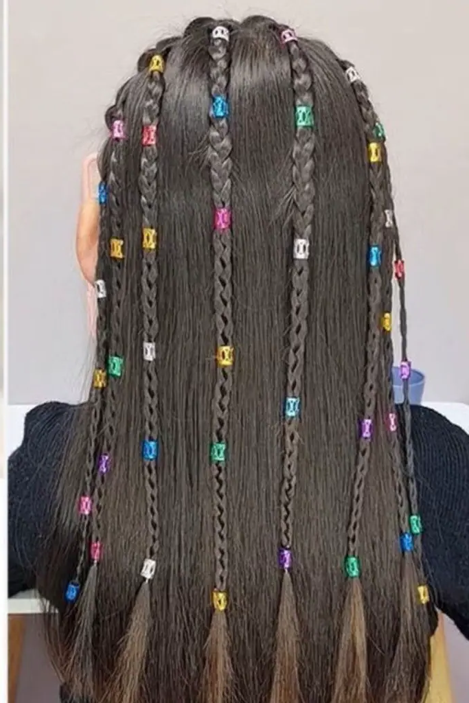 27 Cutest Toddler Beaded Hairstyles for Kids 17 15. Waterfall Beaded Micro Braids