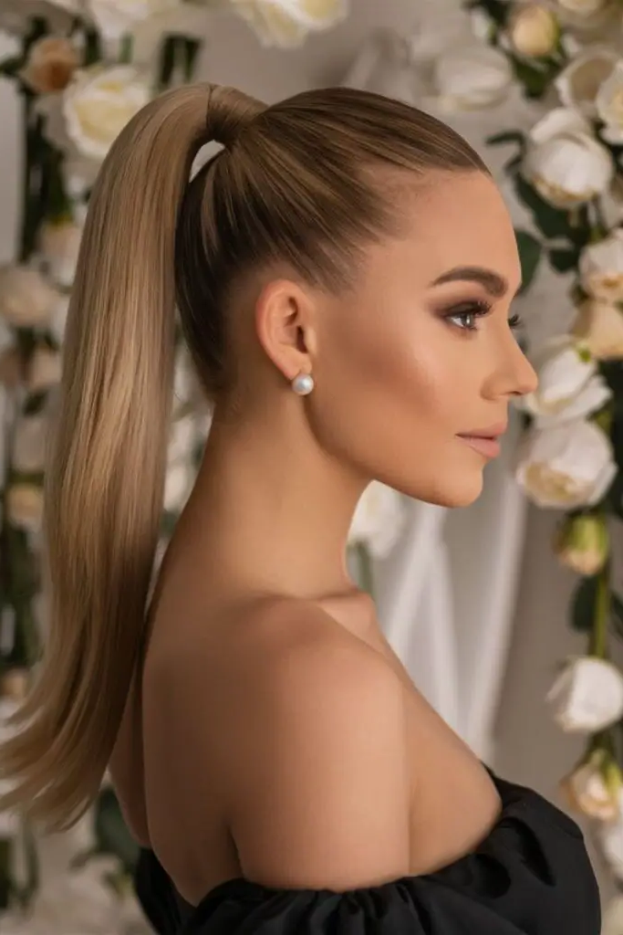 29 Cute Slick Hairstyles 18 16. Crown-Slicked Ponytail