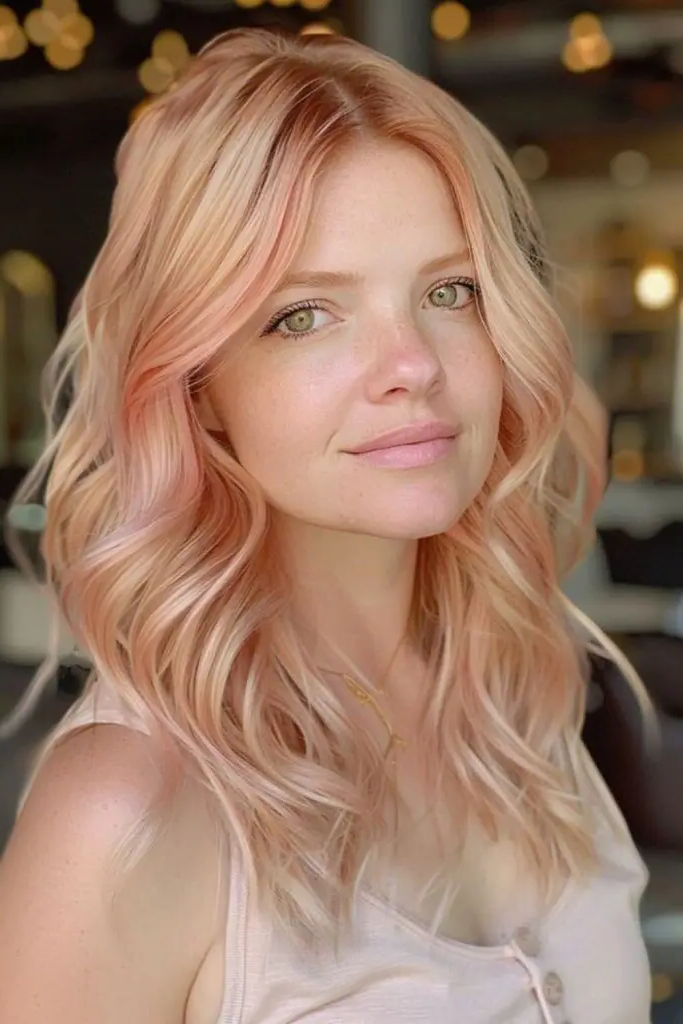 16. Golden Blonde with Rose Gold Hues