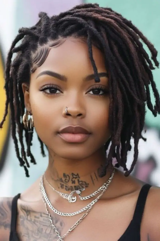 28 Best Dreads Short Hair Styles 18 16. Loced Pixie Sophistication