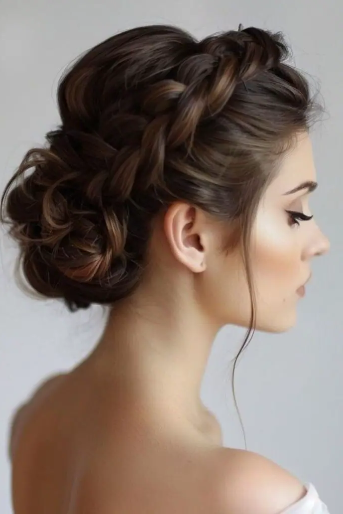 27 Simple Hairstyles for Long Hair 18 16. Romantic Braided Updo Glow
