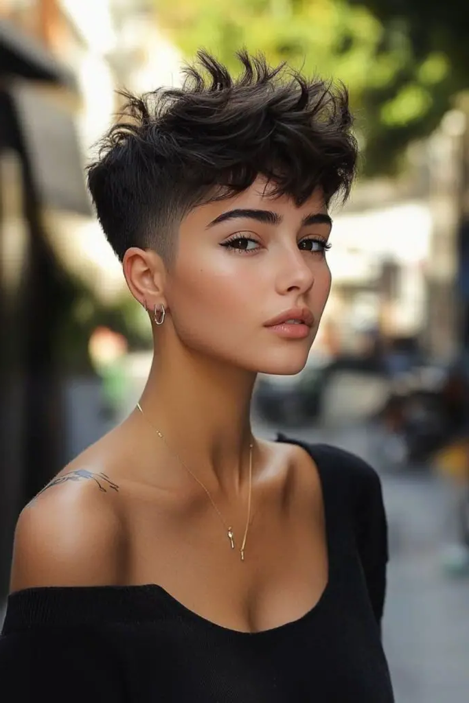 27 Trendy low cut hairstyles 18 16. Spiky Crown Flair