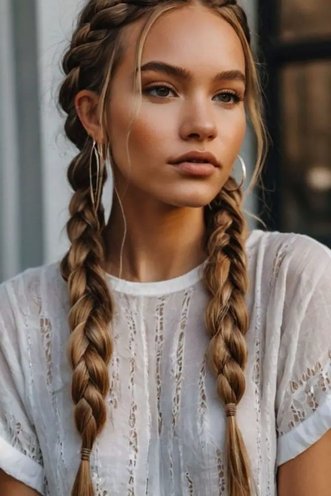 29 Gorgeous Micro Braids Hairstyles 18 16. Twin Braided Pigtails