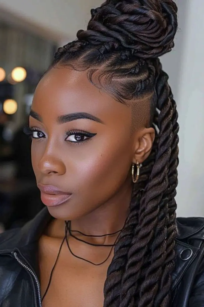 29 Big Twist Braids Hairstyles 18 16. Twisted Mohawk Braid