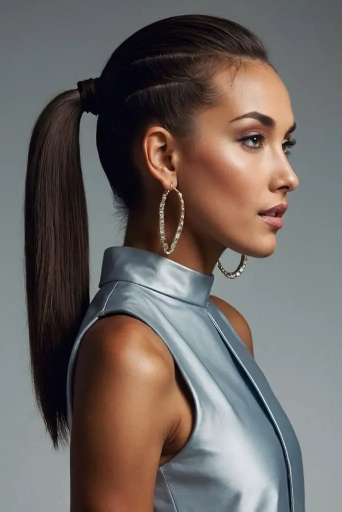 29 Cute Slick Hairstyles 19 17. Blade-Edge Ponytail
